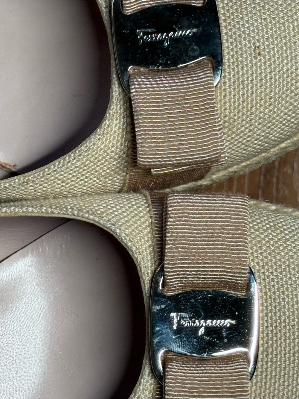 Salvatore Ferragamo Beige Canvas Espadrille Wedges - Picture 11 of 11